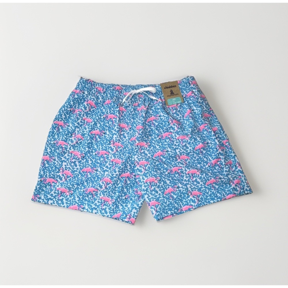 Chubbies The Domingos Are For Flamingos 5.5" Swim Trunks SZ Large 2-in-1 Lining